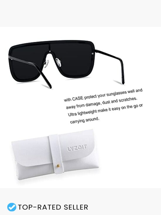 Oversized Rimless Square Sunglasses Flat Top Shield UV400 Protection Metal Frame main image 4